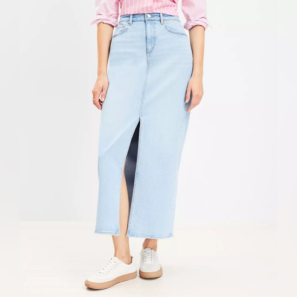 Loft Denim Maxi Skirt Light Wash